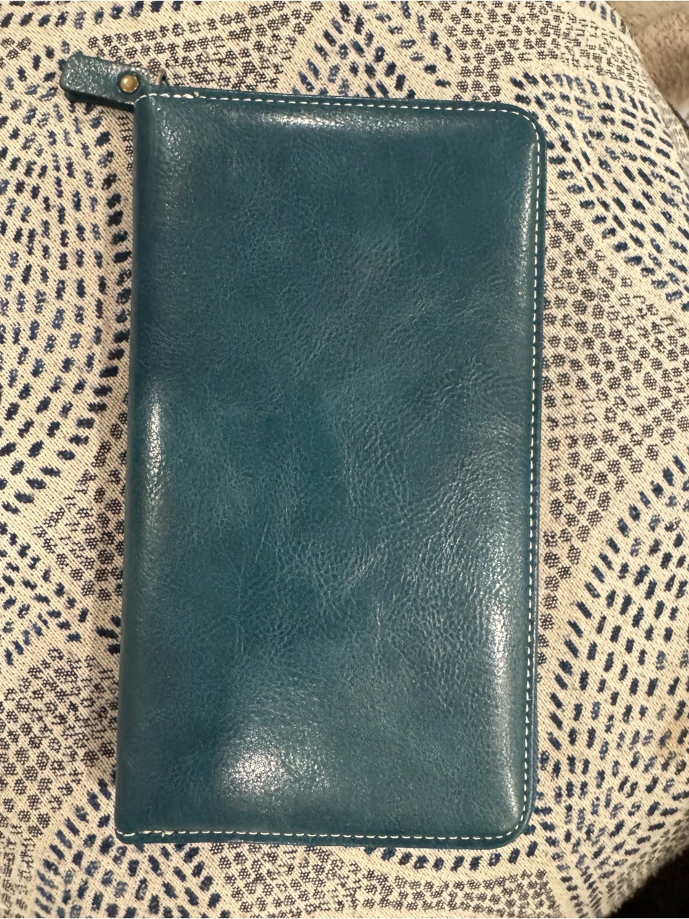 Teal Leather Zip Wallet